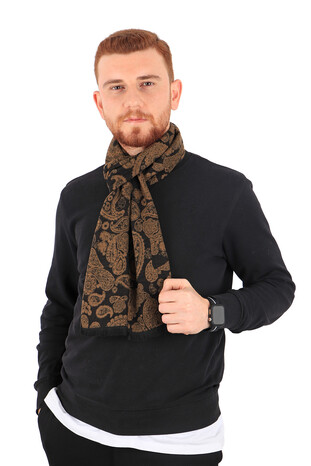 Brown Patterned Men's Scarf - Thumbnail