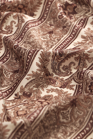 Brown Patterned Silk Look Scarf - Thumbnail