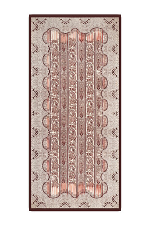 Brown Patterned Silk Look Scarf - Thumbnail