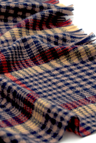 Brown Red Plaid Pattern Winter Shawl - Thumbnail