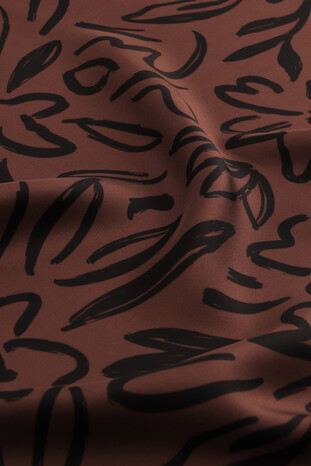 Brown Spring Pattern Twill Silk Scarf - Thumbnail