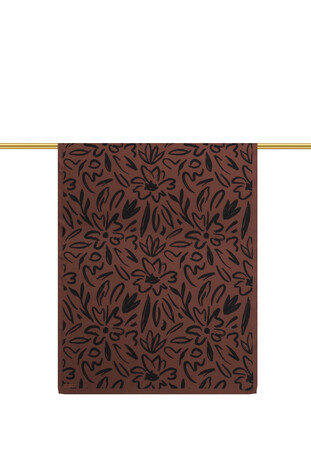 Brown Spring Pattern Twill Silk Scarf - Thumbnail