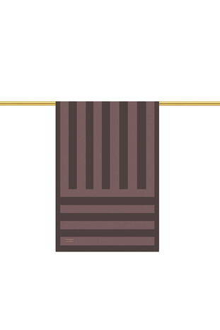 Brown Stripe Pattern Twill Silk Scarf - Thumbnail