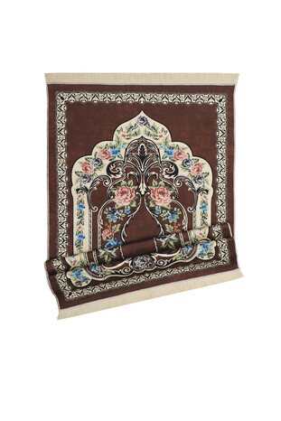 Brown Velvet Carpet Prayer Rug - Thumbnail