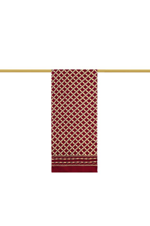 Burgundy Bamboo Pattern Men's Silk Foulard - Thumbnail