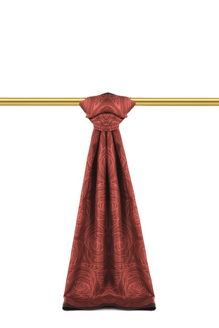 Burgundy Rosa Pattern Twill Silk Scarf - Thumbnail