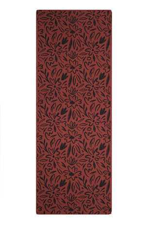 Burgundy Spring Pattern Twill Silk Scarf - Thumbnail