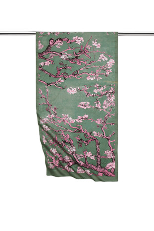 Cagla Almond Flower Silky Foulard - Thumbnail