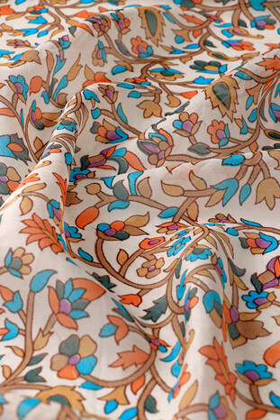 Cagla Patterned Indian Silk Scarf - Thumbnail