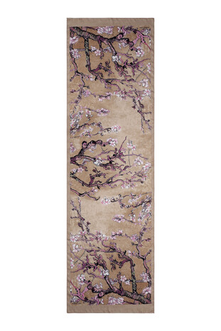 Camel Almond Blossom Silky Foulard - Thumbnail