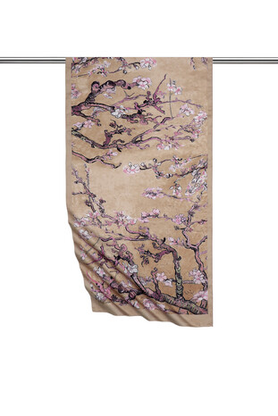 Camel Almond Blossom Silky Foulard - Thumbnail