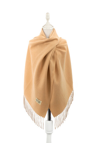 Camel Cream Double Sided Winter Shawl - Thumbnail