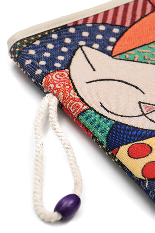 Cat Pattern Tapestry Handbag - Thumbnail