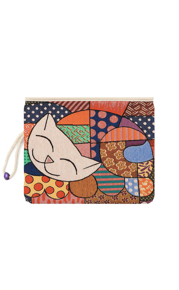 Cat Pattern Tapestry Handbag 