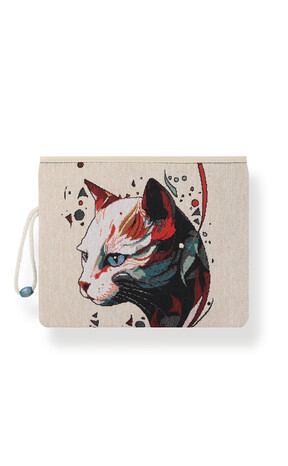 Cat Pattern Tapestry Handbag - Thumbnail