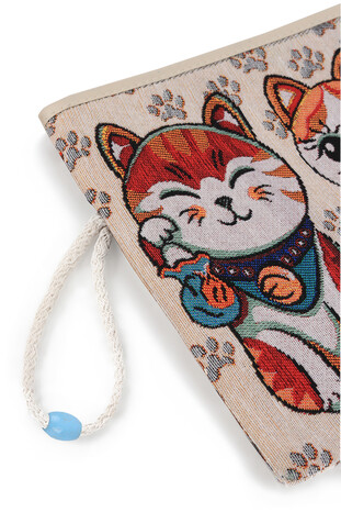 Cat Pattern Tapestry Handbag - Thumbnail