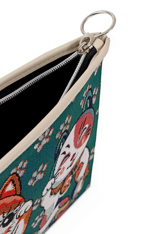 Cat Pattern Tapestry Handbag - Thumbnail