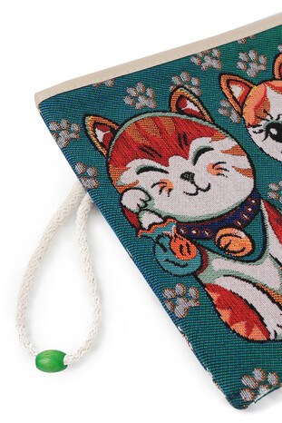 Cat Pattern Tapestry Handbag - Thumbnail