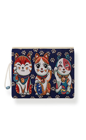 Cat Pattern Tapestry Handbag - Thumbnail