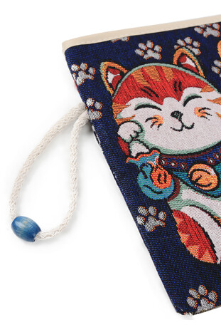 Cat Pattern Tapestry Handbag - Thumbnail