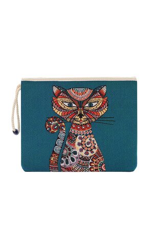 Cat Pattern Tapestry Handbag - Thumbnail