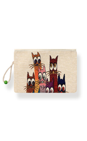 Cat Pattern Tapestry Wallet - Thumbnail