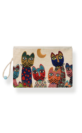 Cat Pattern Tapestry Wallet - Thumbnail