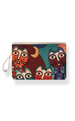 Cat Pattern Tapestry Wallet - Thumbnail