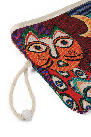 Cat Pattern Tapestry Wallet - Thumbnail