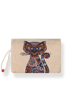 Cat Pattern Tapestry Wallet - Thumbnail