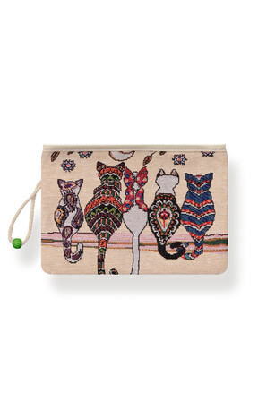 Cat Pattern Tapestry Wallet - Thumbnail