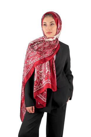 Cherry Nil Pattern Sura Silk Scarf - Thumbnail