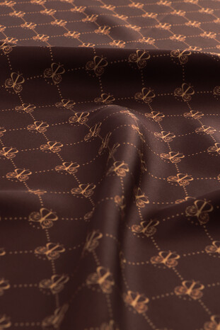 Chestnut Butterfly Monogram Twill Silk Square Scarf - Thumbnail