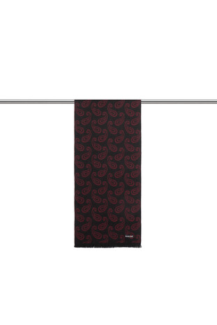 Claret Red Patterned Men's Scarf - Thumbnail