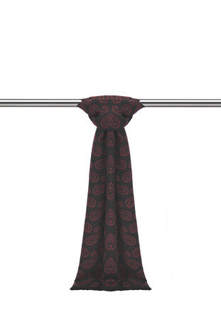 Claret Red Patterned Men's Scarf - Thumbnail