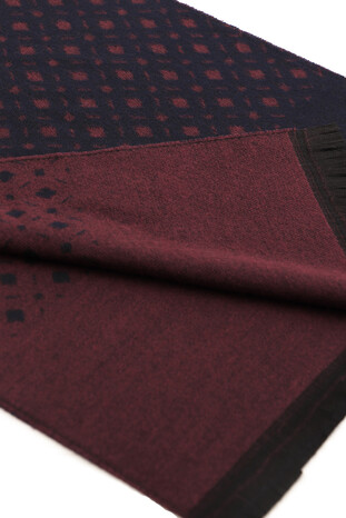 Claret Red Patterned Men's Scarf - Thumbnail