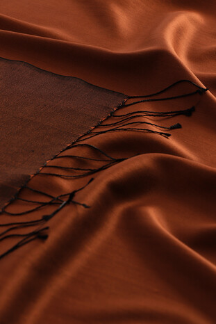 Copper Black Reversible Silk Scarf - Thumbnail