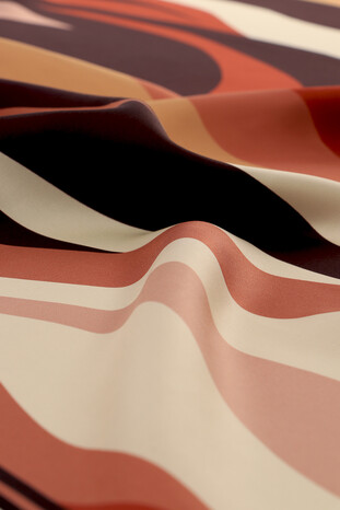 Copper Wave Pattern Twill Silk Square Scarf - Thumbnail