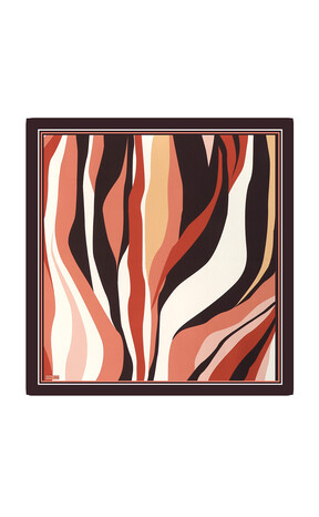 Copper Wave Pattern Twill Silk Square Scarf - Thumbnail