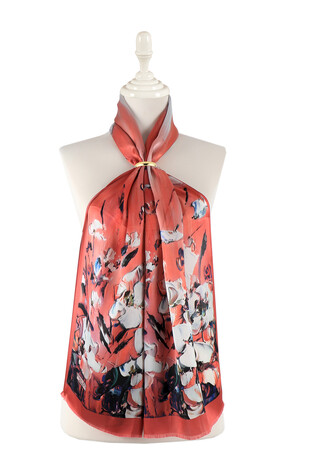 Coral Anemone Pattern Silk Foulard - Thumbnail