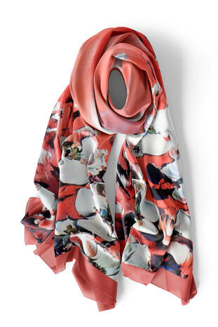 Coral Anemone Pattern Silk Foulard - Thumbnail