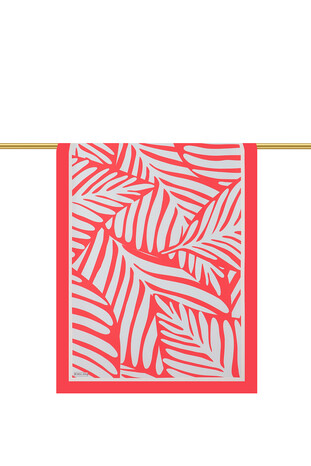 Coral Crop Pattern Twill Silk Scarf - Thumbnail