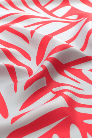 Coral Crop Pattern Twill Silk Scarf - Thumbnail