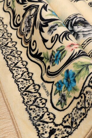 Cream Bamboo Carpet Prayer Rug - Thumbnail