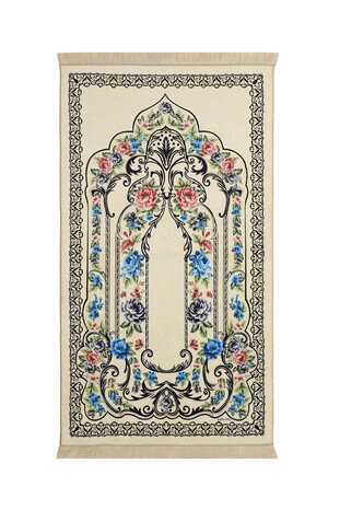 Cream Bamboo Carpet Prayer Rug - Thumbnail