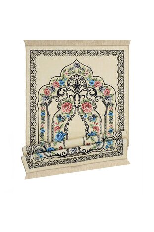 Cream Bamboo Carpet Prayer Rug - Thumbnail