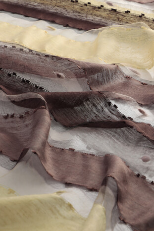 Cream Brown Gradient Cocoon Foulard - Thumbnail