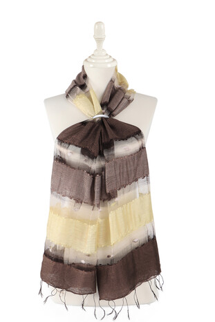 Cream Brown Gradient Cocoon Foulard - Thumbnail