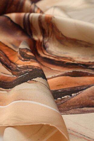 Cream Granite Pattern Sura Silk Scarf - Thumbnail