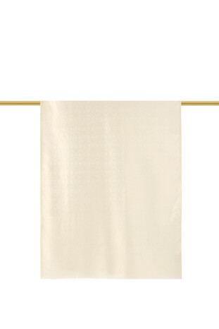 Cream Monogram Pattern Jacquard Silk Scarf - Thumbnail